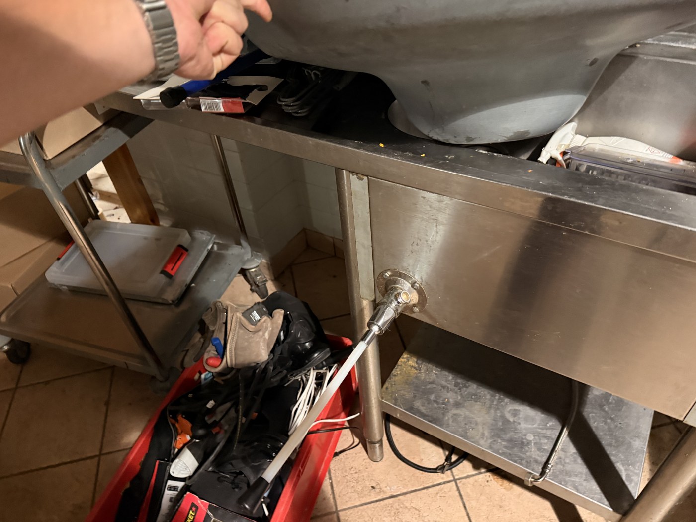 Plonge inox 1 bac avec étagère basse — M-0040